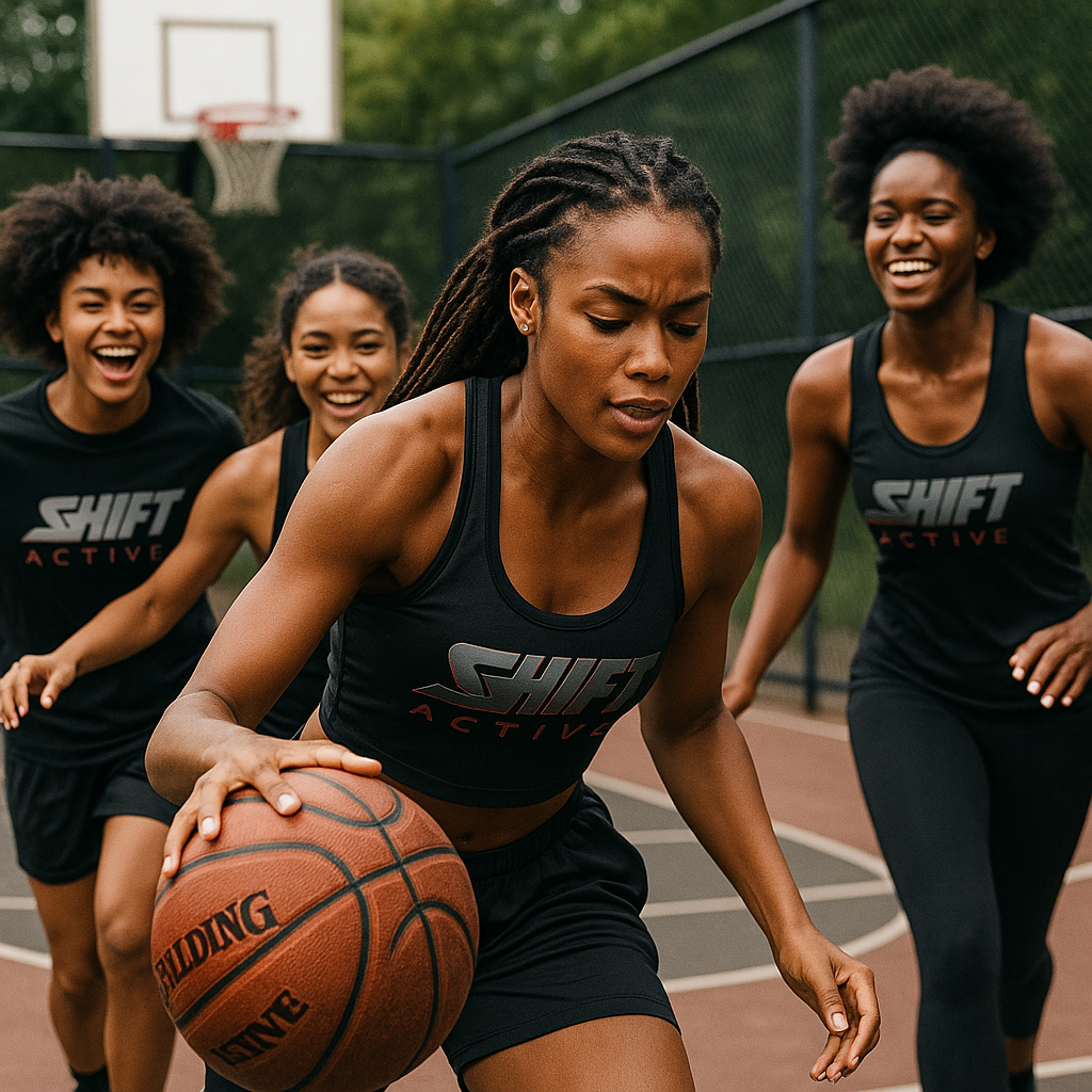 Women playing basketball