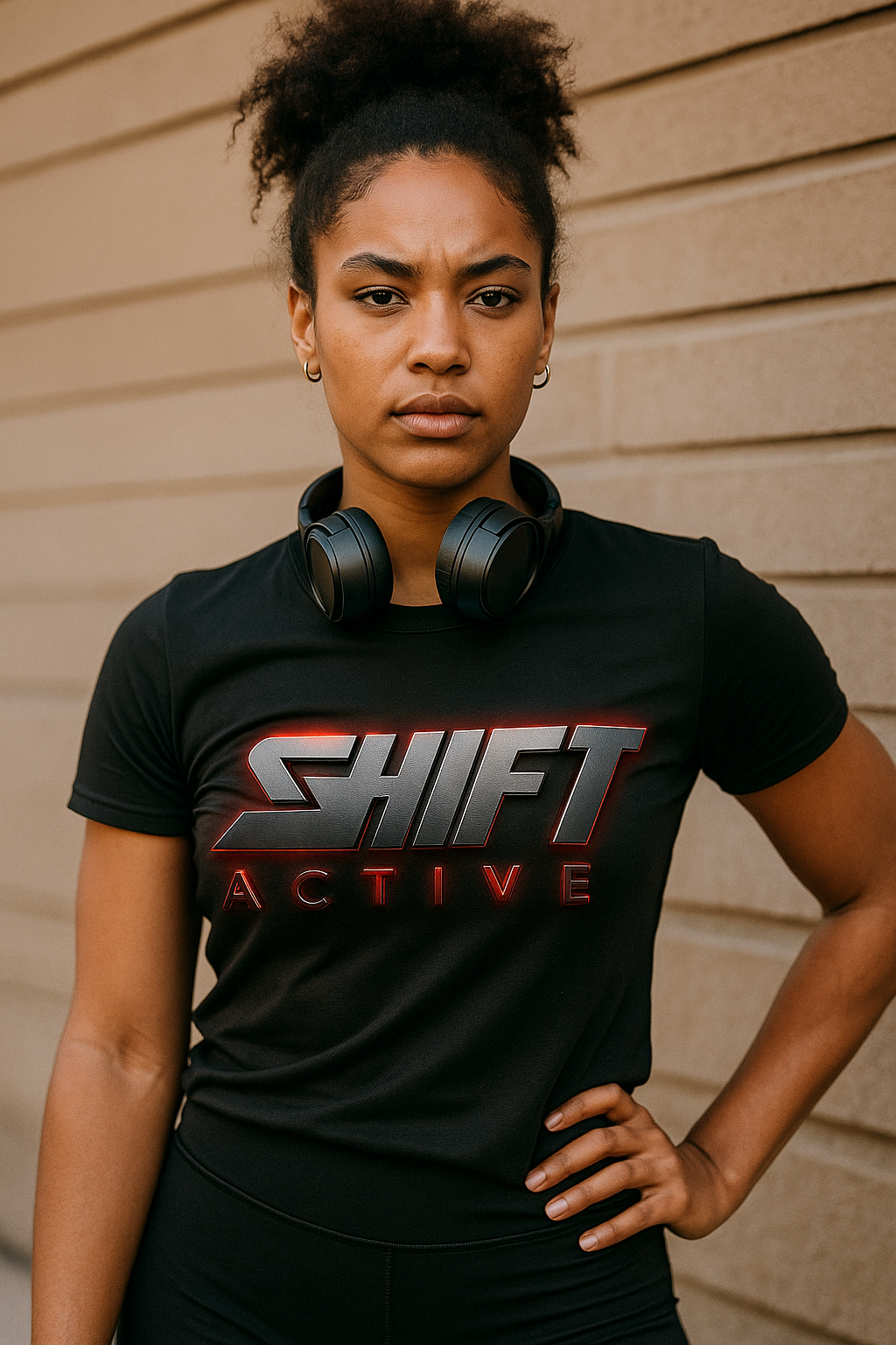 Woman wearing SHIFT tee
